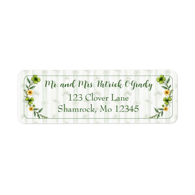 Striped Clovers  Return Address Label (Front)