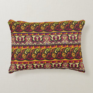 Striped colorful ethnic seamless ornament. Floral  Decorative Cushion