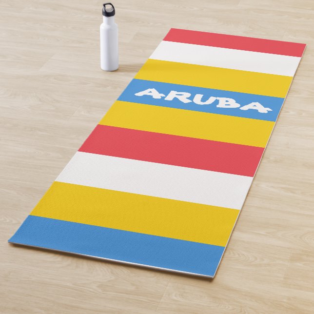 Striped Colors of Aruba Flag Yoga Mat (In Situ)