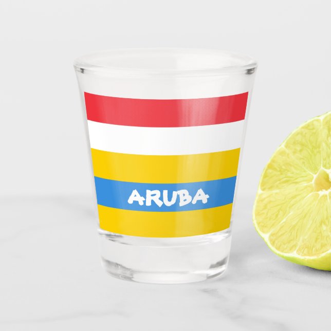 Striped Colours of Aruba Flag Shot Glass (Front)