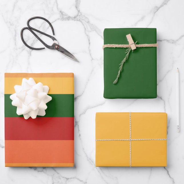Striped Colours of Autumn  Wrapping Paper Sheets (Front)