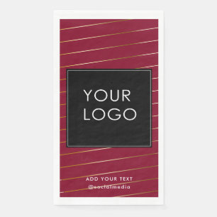 Striped Company Business Corporate Logo Burgundy Napkin