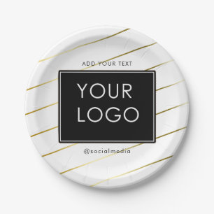 Striped Company Business Corporate Logo White Paper Plate