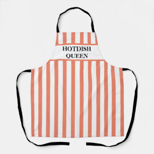Striped Coral Hotdish Queen All-Over Print Apron