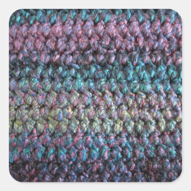 Striped crocheted knitted wool square sticker (Front)