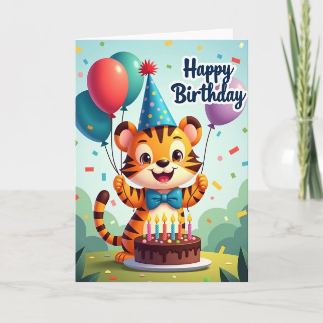 Striped Cub Birthday Card (Front)