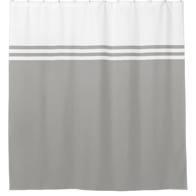 Striped, Customisable Neutral Colour Shower Curtain (Front)