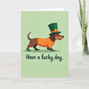 Striped Dachshund Lucky Day Card