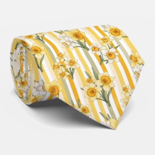 Striped Daffodil Floral Pattern (1) Tie