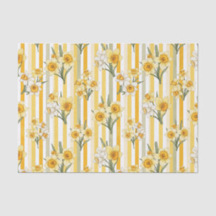 Striped Daffodil Floral Pattern Tissue Paper