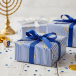 Striped Deep Blue Jewish Gold Star of David Wrapping Paper<br><div class="desc">This Striped Deep Blue Jewish Gold Star of David Wrapping Paper features elegant gold colored Stars of David set against deep blue and white stripes for a timeless festive look. Perfect for Hanukkah gifts,  holiday celebrations,  and Jewish festivities,  this luxurious design adds timeless elegance and sophistication to every present.</div>