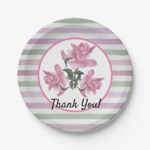 Striped delicate pattern classic round sticker paper plate