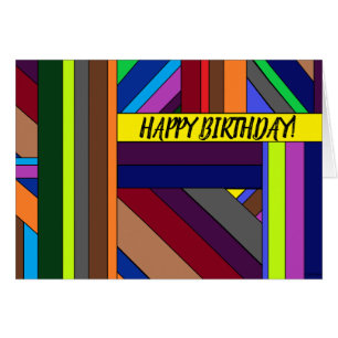 Striped Design, Birthday, Greeting Card