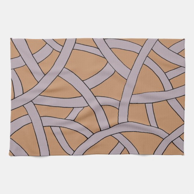 Striped design Brown Purple Tea Towel (Horizontal)