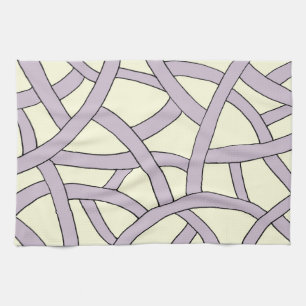 Striped design Purple Cream Tea Towel