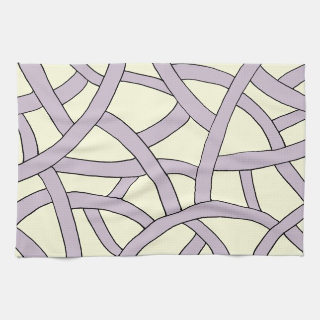 Striped design Purple Cream Tea Towel (Horizontal)