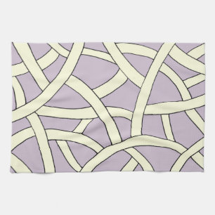 Striped design Purple Cream Tea Towel
