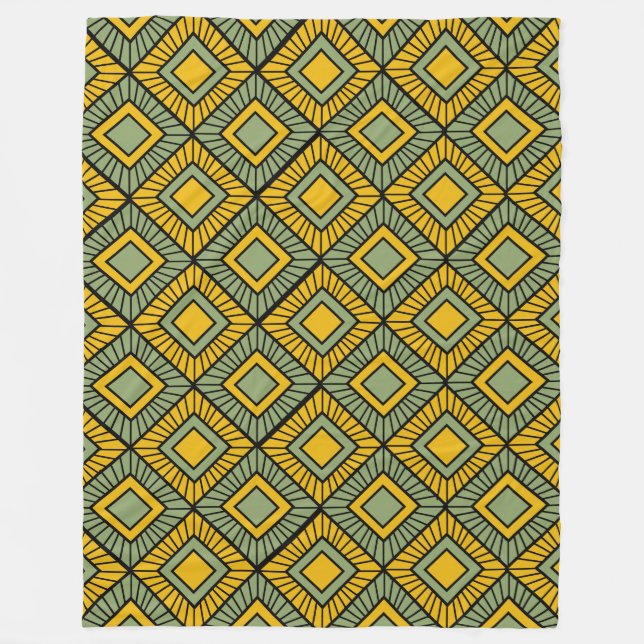 Striped Diamonds - Green  Fleece Blanket (Front)