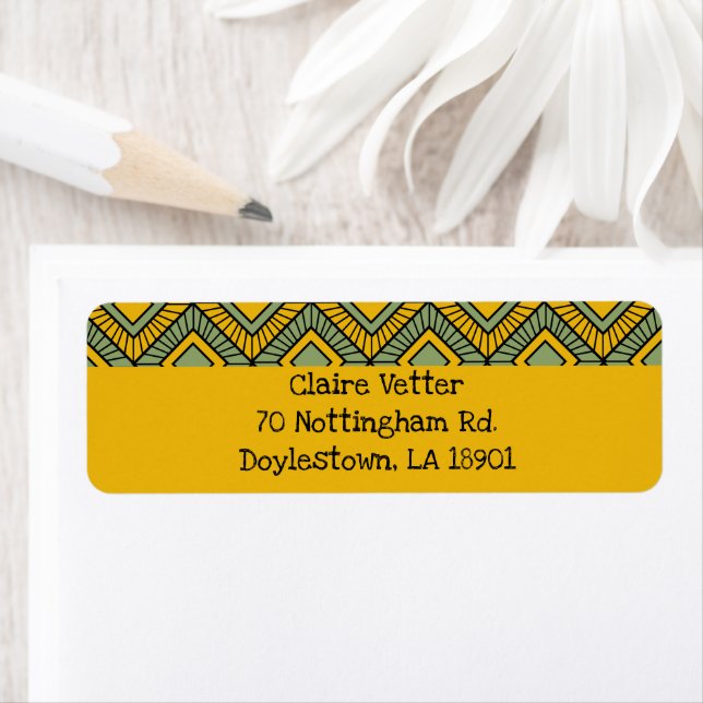 Striped Diamonds - Green  Return Address Label (Insitu)