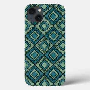Striped Diamonds - Teal  iPhone 13 Case