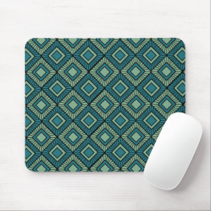 Striped Diamonds - Teal Mouse Pad
