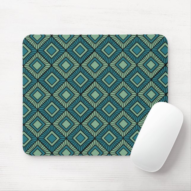 Striped Diamonds - Teal  Mouse Pad (With Mouse)