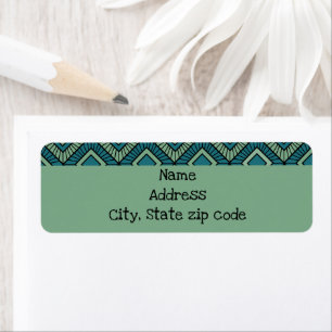 Striped Diamonds - Teal  Return Address Label
