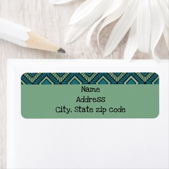 Striped Diamonds - Teal  Return Address Label (Insitu)
