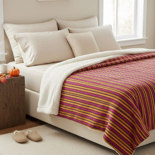 Striped Earth Color Blanket: Comfort and Natural Sherpa Blanket