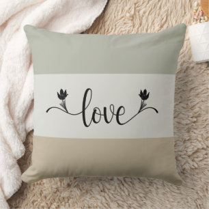 Striped Earth Tones "Love" Decorative Throw Pillow