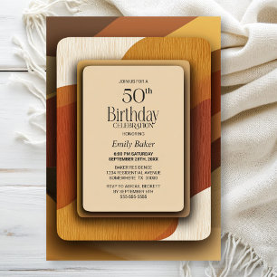 Striped Earthy Toned 50th Birthday Party Invitation