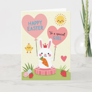 Striped Easter Bunny Girl Card