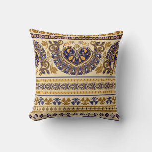 Striped Egyptian Floral Wallpaper Cushion