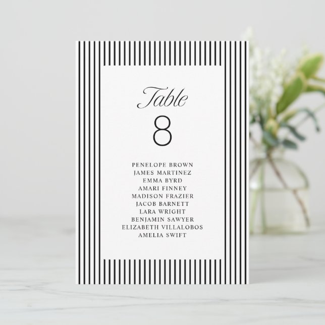 Striped Elegance Class Wedding Seating Charts Invitation (Standing Front)