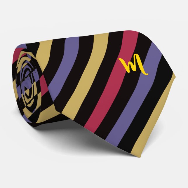 Striped Elegance: Personalised Initials Neck Tie (Rolled)