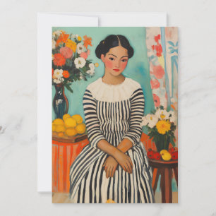 Striped Elegance with Flowers Holiday Card