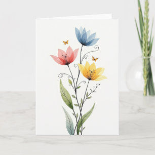 Striped Elegant Flower Bloom Card