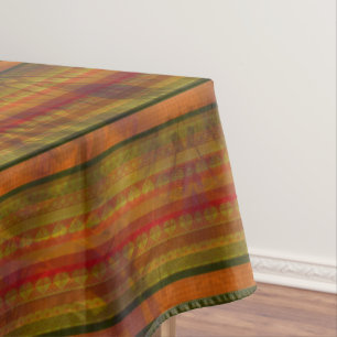 Striped Fall Colours Orange Black Green Modern Tablecloth