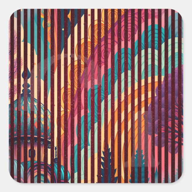 Striped Fantasy Dome Stickers – Customisable (Front)