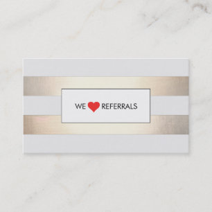 Striped FAUX Gold and Black Red Heart Referral Card