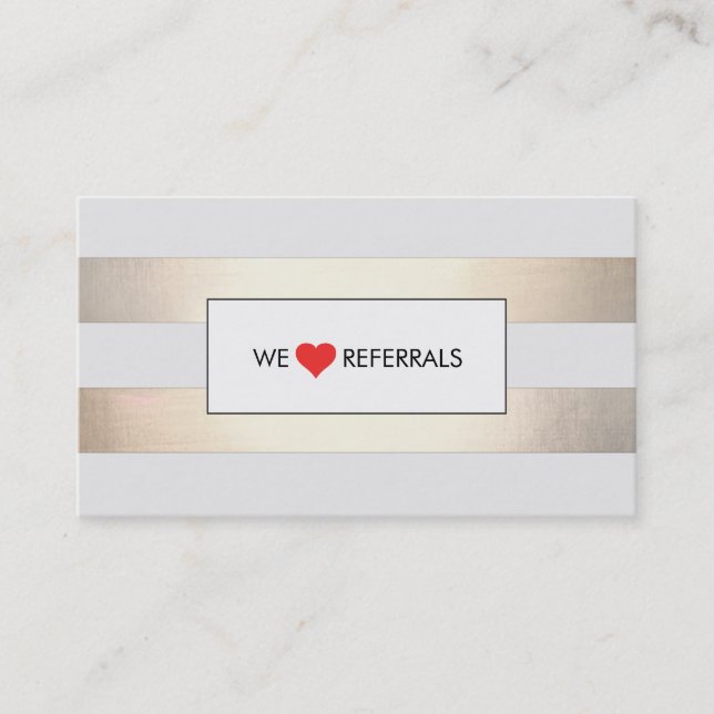 Striped FAUX Gold and Black Red Heart Referral Card (Front)