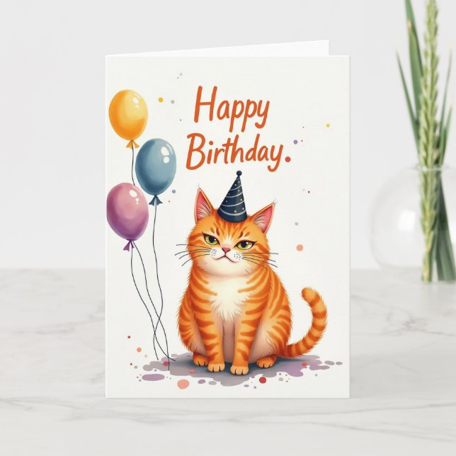 Striped Feline Party Card (Front)