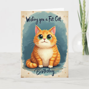 Striped Feline Sweet Birthday Card