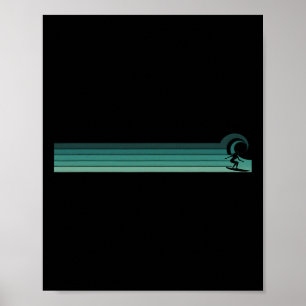 Striped Female Surfer Catching Rrel Poster