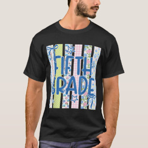 Striped fifth grade coquette bow back to school T-Shirt