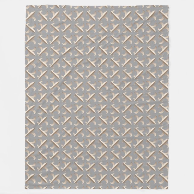 Striped fleur de lis pattern fleece blanket (Front)