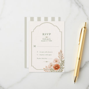 Striped Floral English Garden Wildflower Wedding Enclosure Card