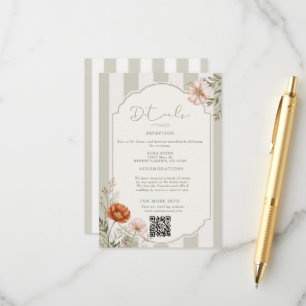 Striped Floral English Garden Wildflower Wedding Enclosure Card