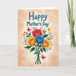 Striped Floral Mothers Day Card