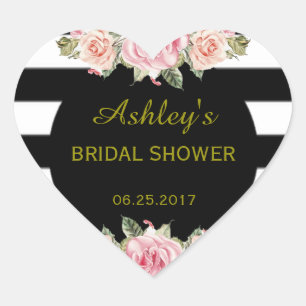 Striped Floral Vintage Chic Wedding Favour Label